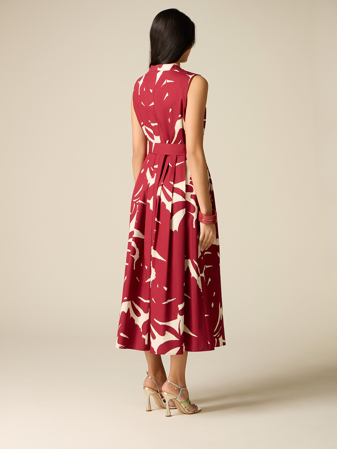 Rochie evazată din poplin cu imprimeu image number 1