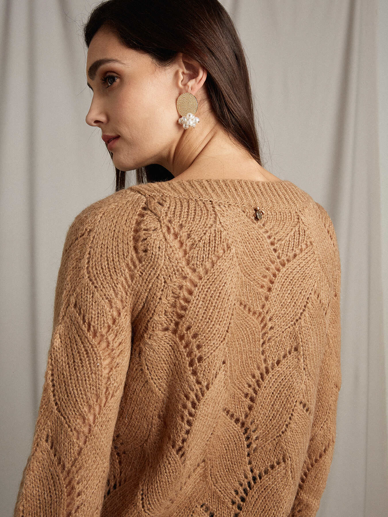 Mohair blend sweater with openwork image number 1