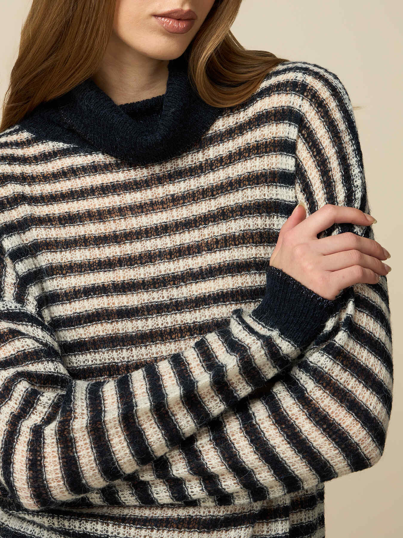 Striped wool blend turtleneck pullover image number 2
