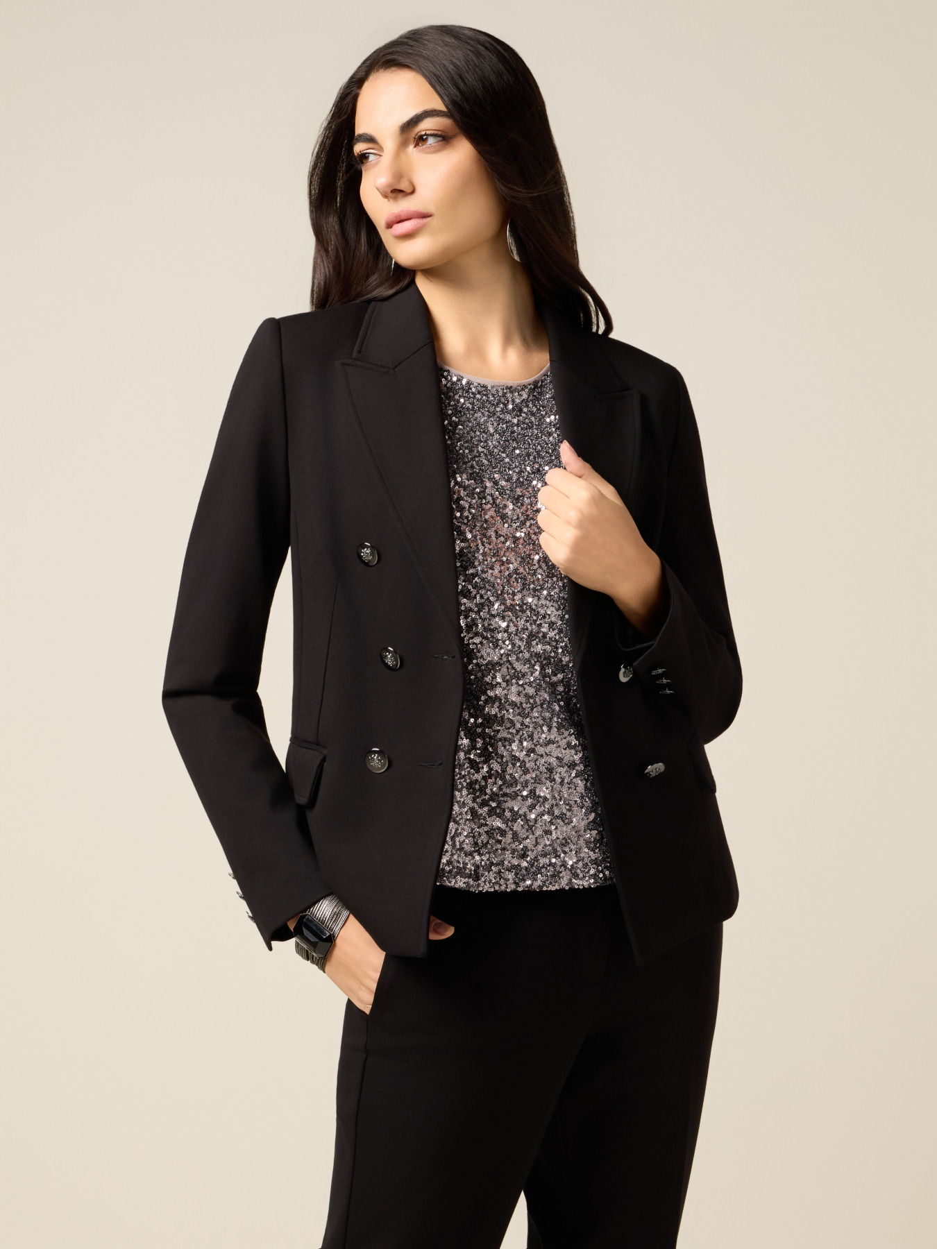 Double-breasted blazer in milano stitch image number 0