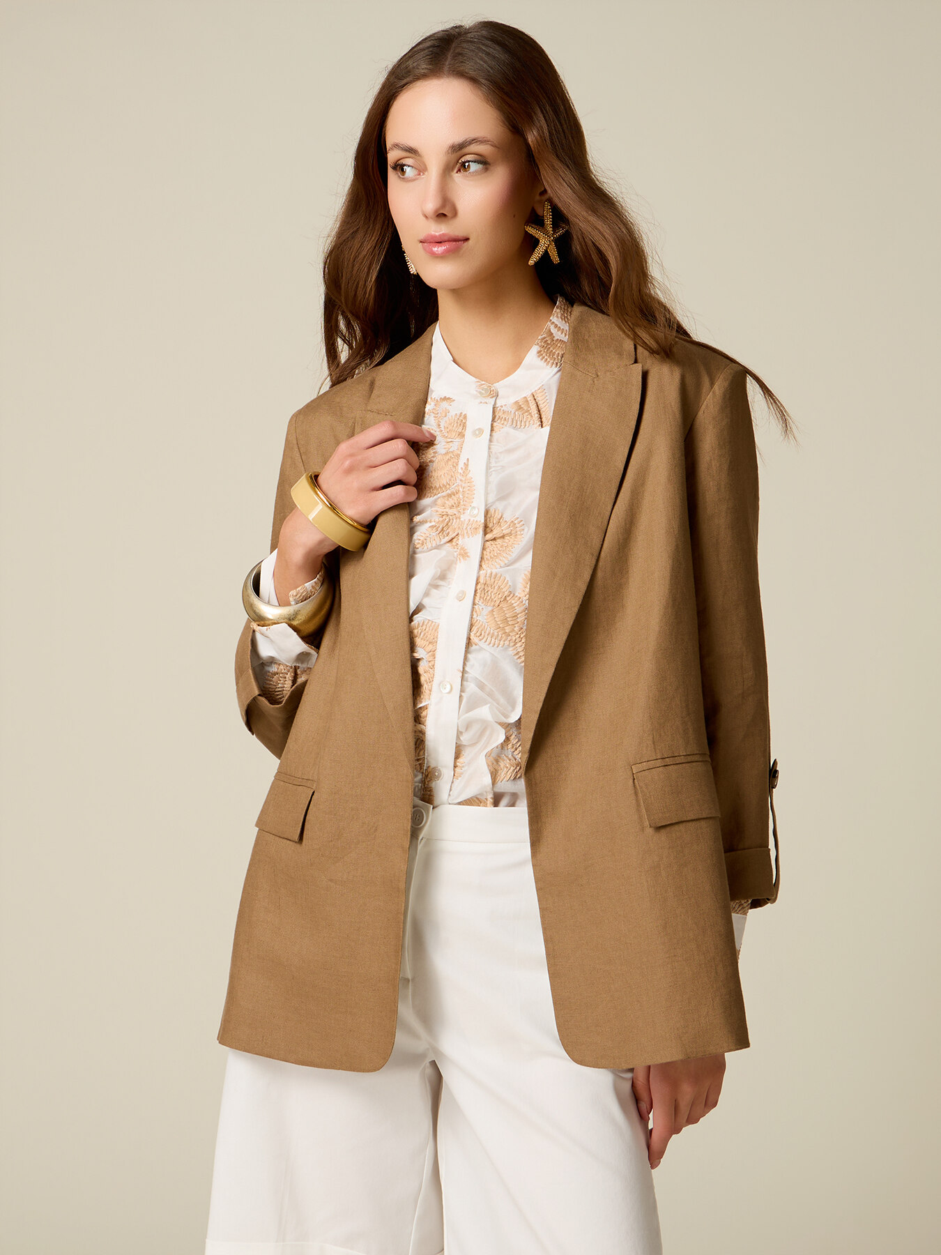 Unstructured linen jacket image number 0