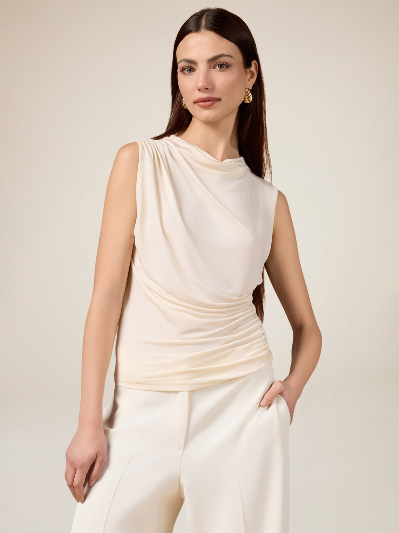 Top in jersey drappeggiato image number 0