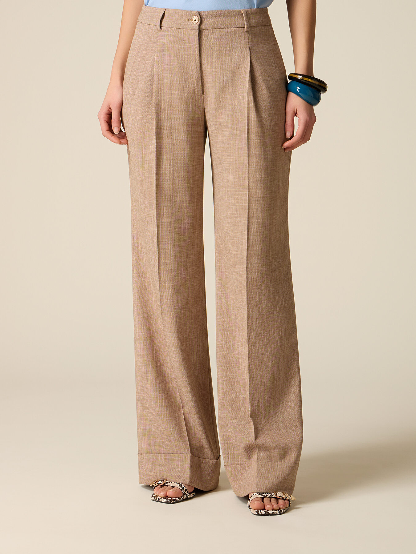Pantalon palazzo m&eacute;lange viscose image number 3