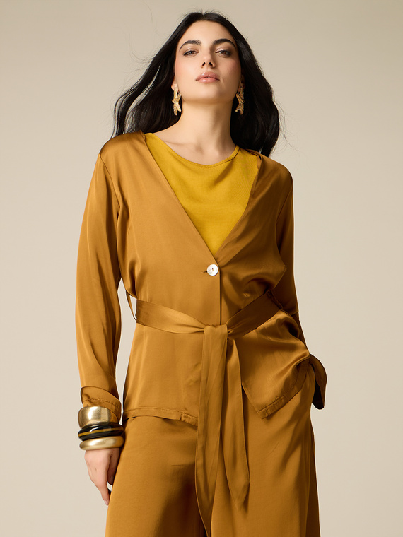 Unstructured jacket in viscose satin