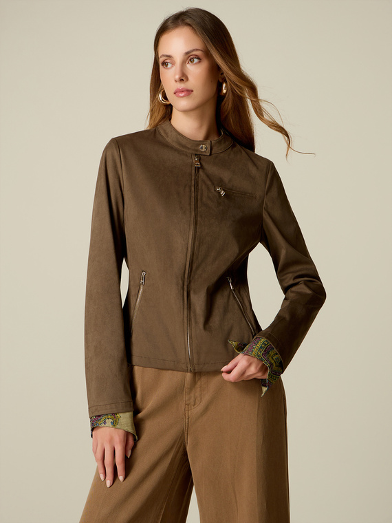 Jacket with zip and mandarin collar
