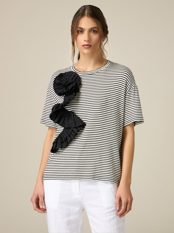 Striped T-shirt with ruching