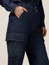 Blugi cargo cu micro cristale image number 2