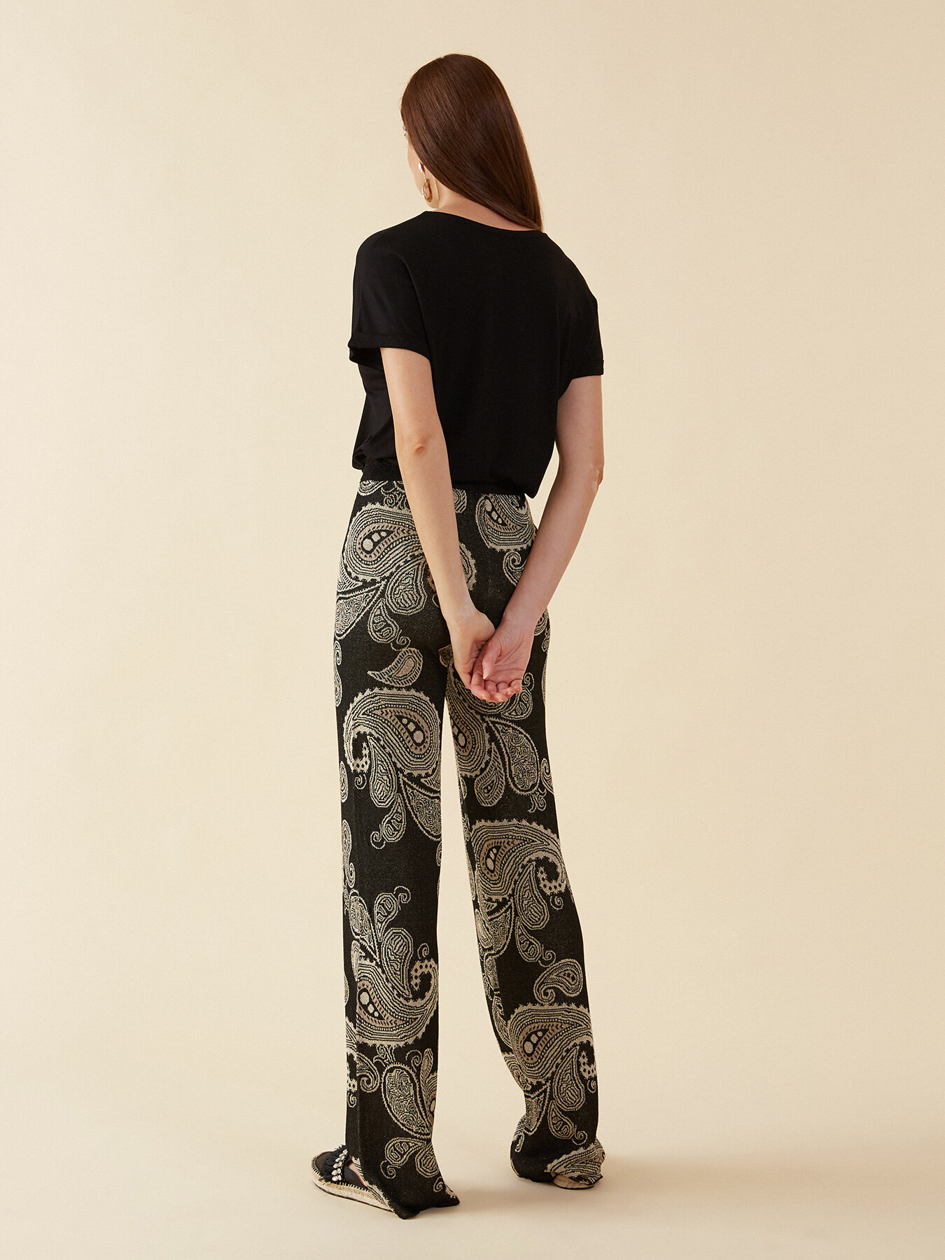 Pantaloni palazzo in maglia image number 1