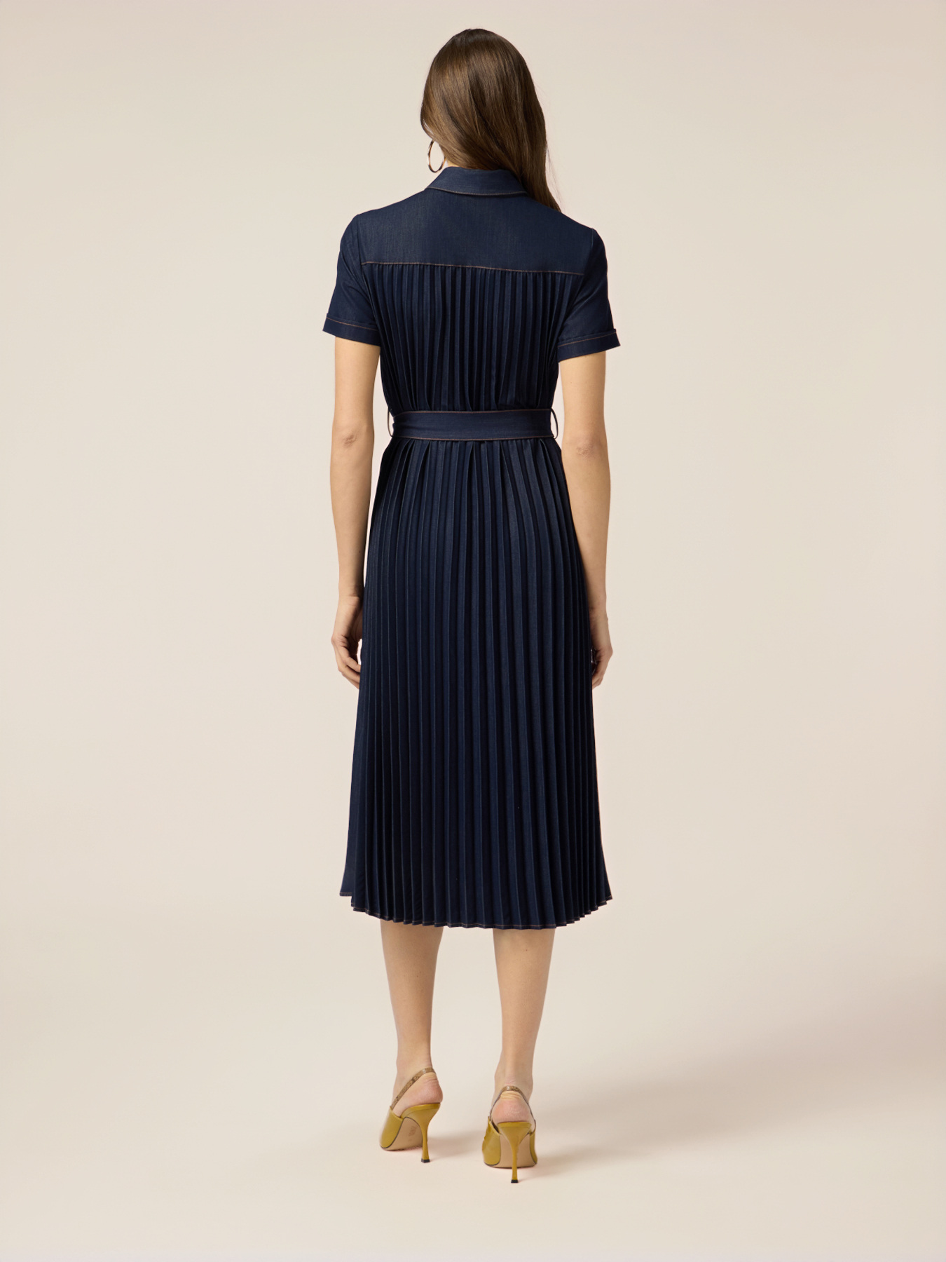 Rochie lungă tip cămașă cu efect de denim image number 1