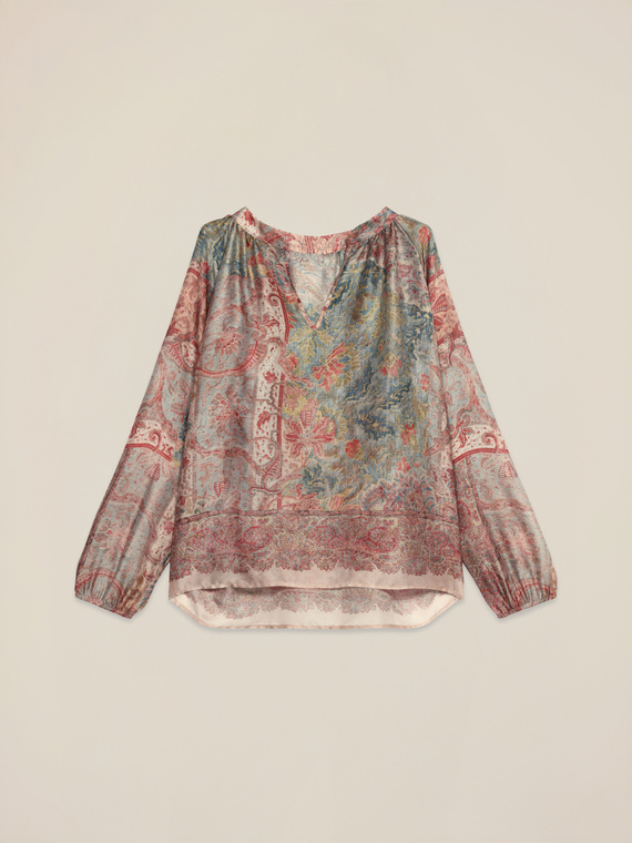 Paisley print voile blouse