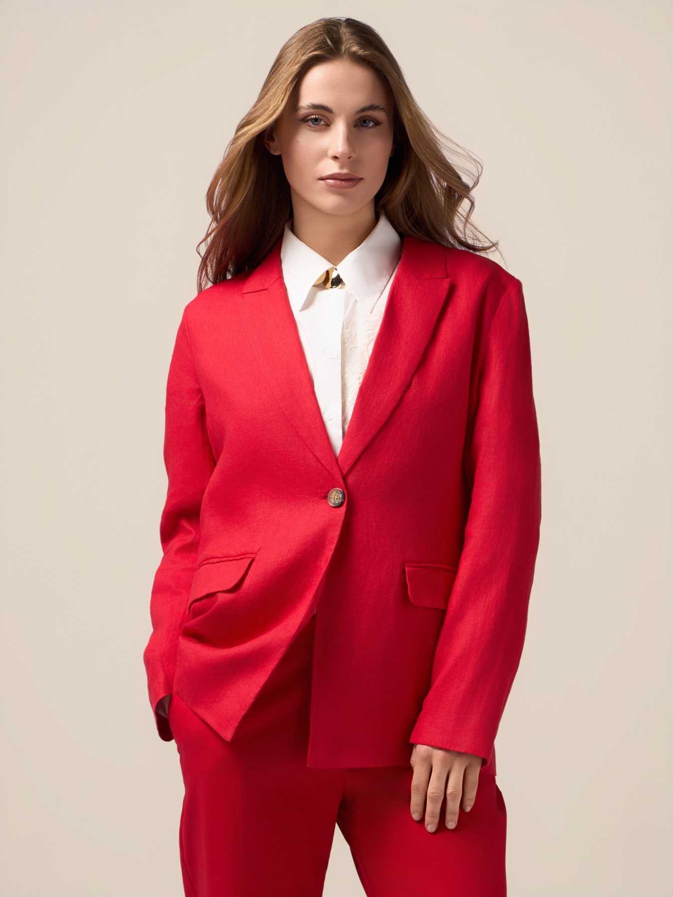 Single-breasted linen blazer image number 0