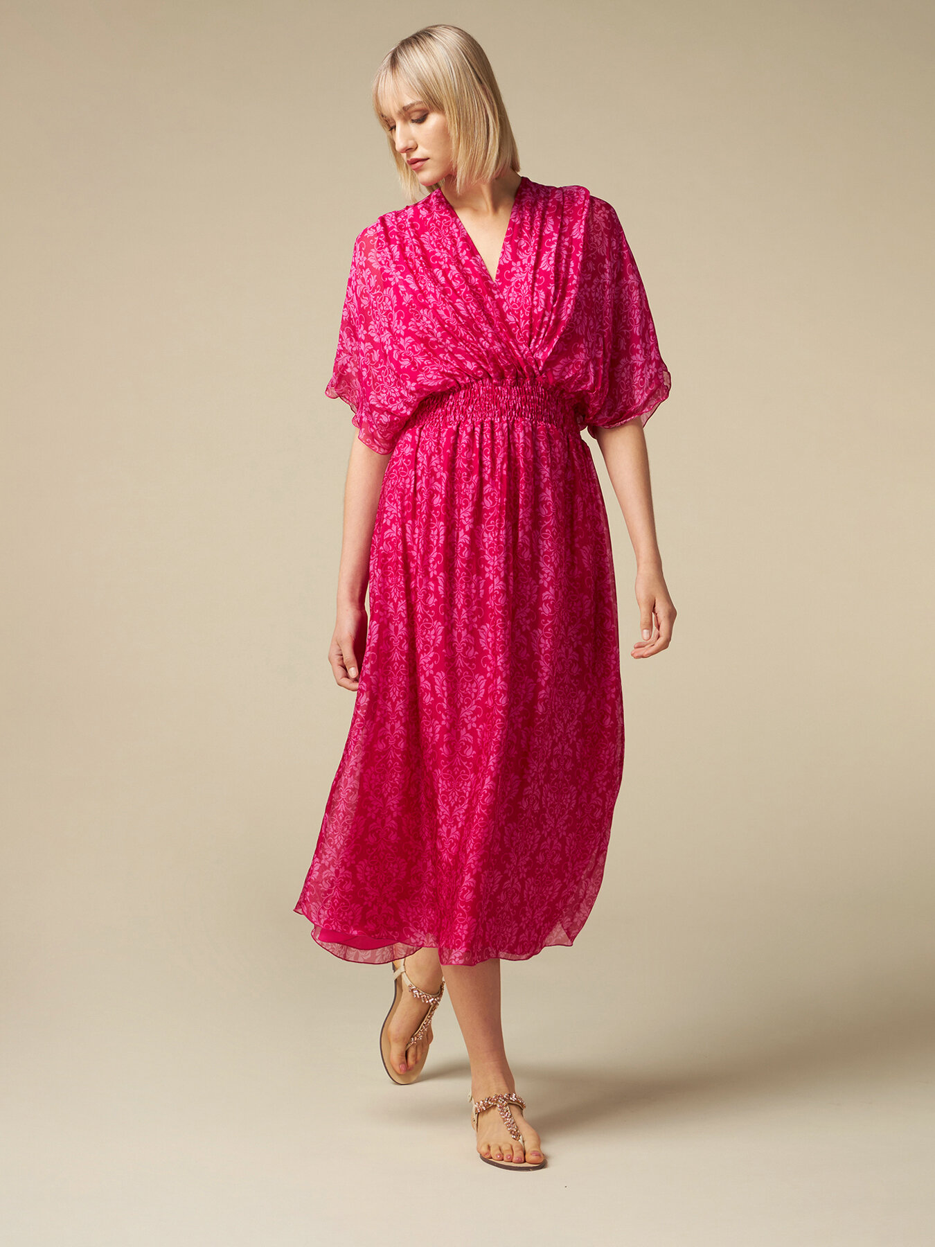 Robe mi-longue en mousseline fantaisie image number 3