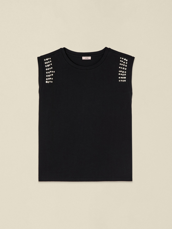 T-Shirt aus Baumwolle mit Ziersteinen