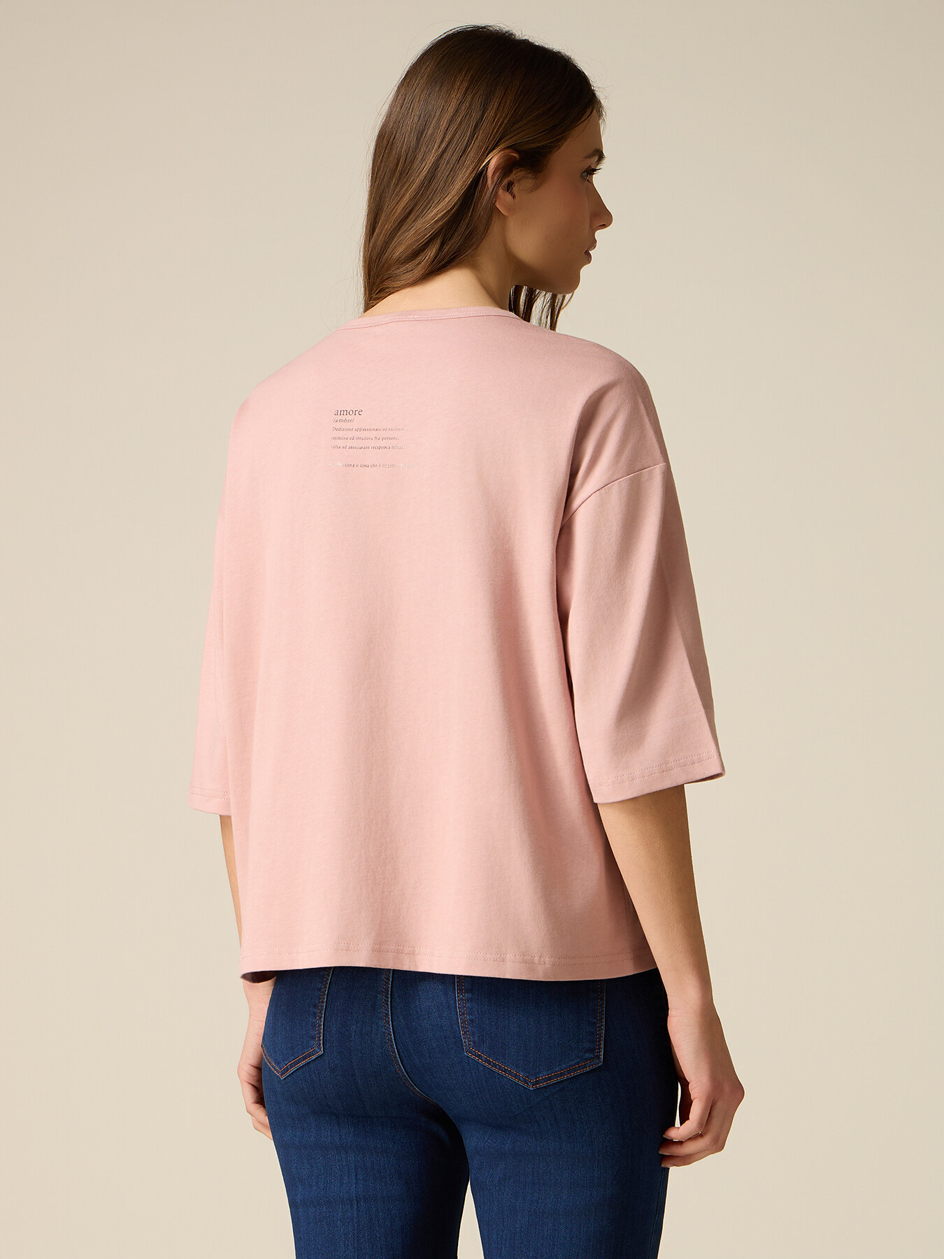 Cotton t-shirt with lettering embroidery image number 1