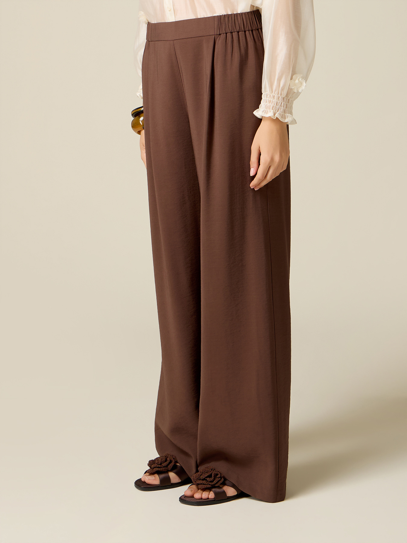 Pantalon large en m&eacute;lange de viscose image number 3