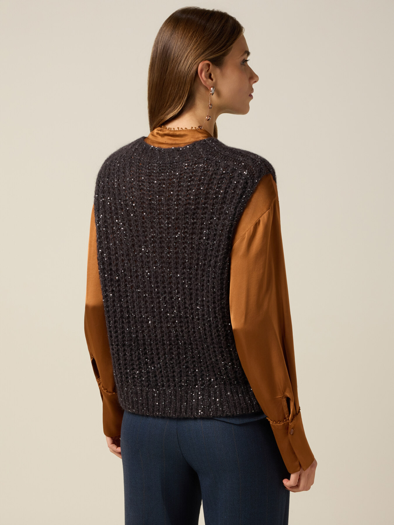 Gilet mohair m&eacute;lang&eacute; avec paillettes image number 1