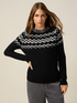 Mixed wool jacquard sweater with appliqu&eacute;s image number 0
