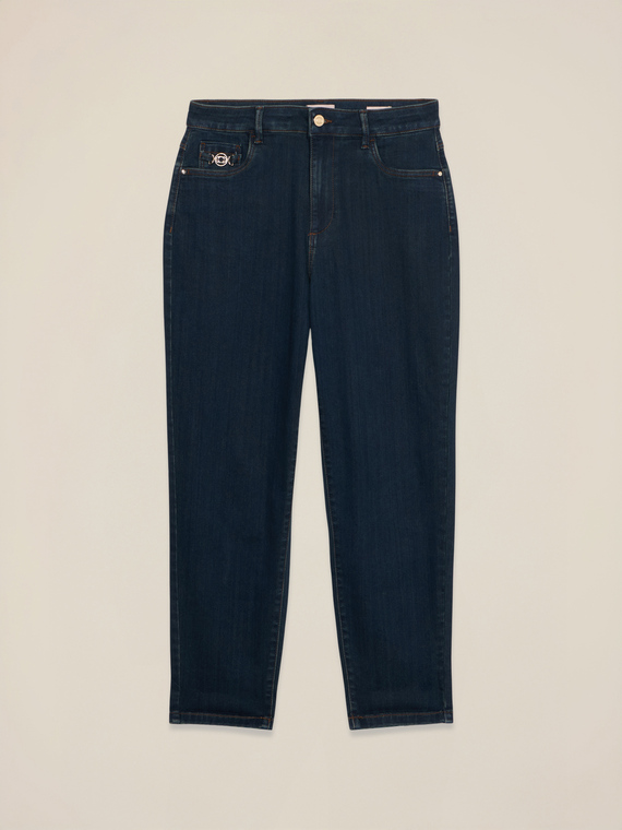 Jeans boyslim de lavado azul oscuro