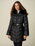 Mid-length down jacket with hood and fur-trimmed edge image number 0