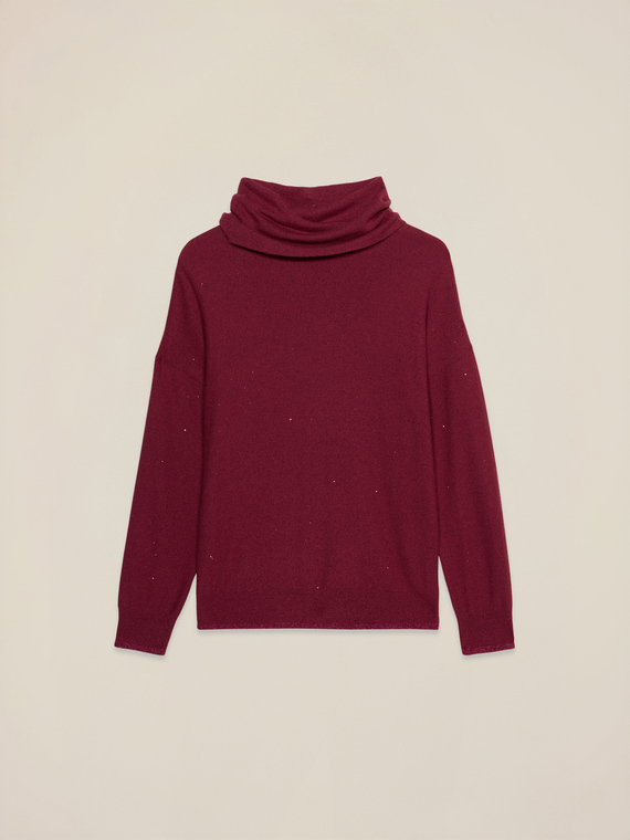 Rollkragenpullover aus Kaschmir-Mix mit Pailletten