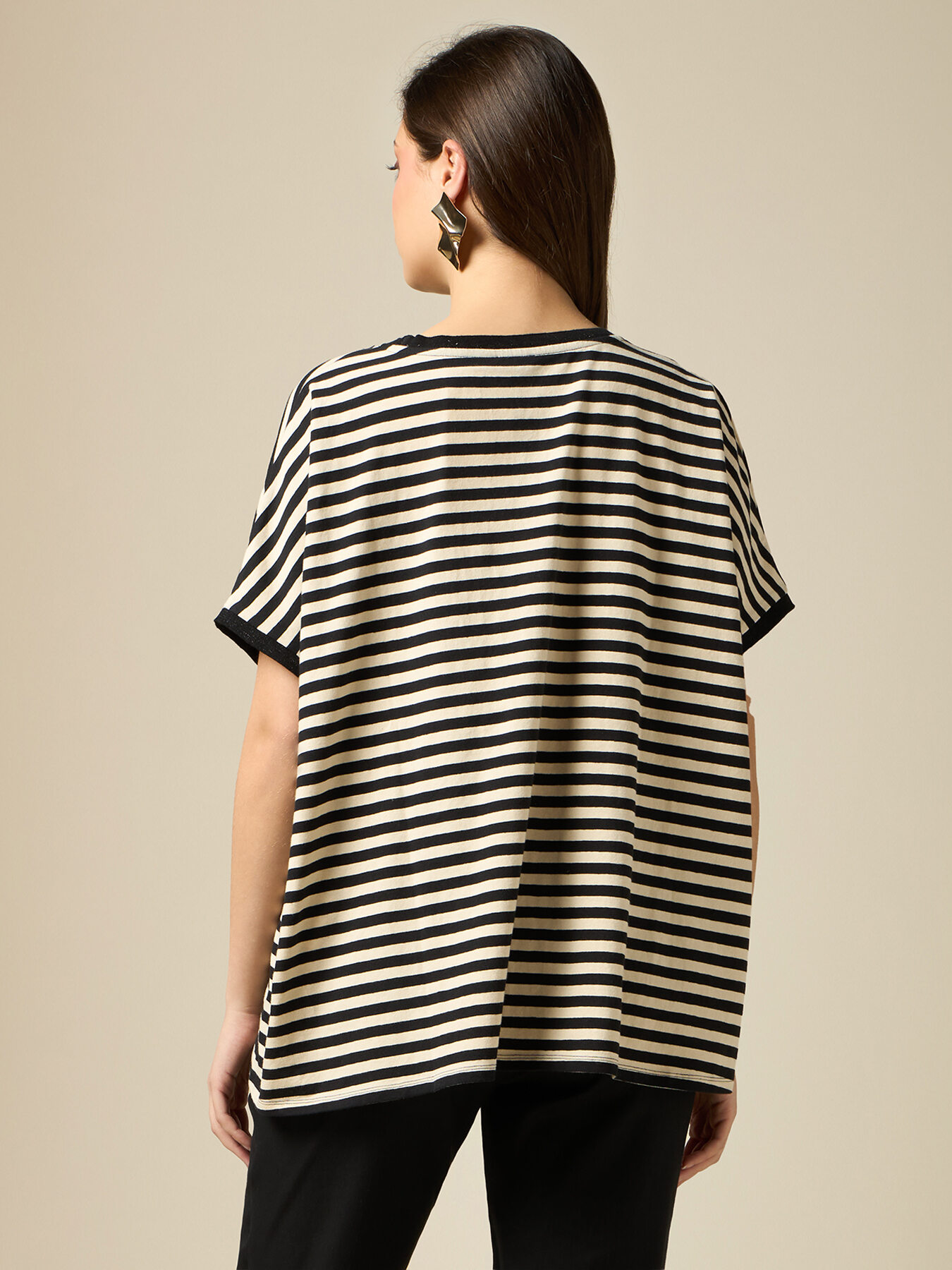 Maxi camiseta amplia ecol&oacute;gica a rayas image number 1