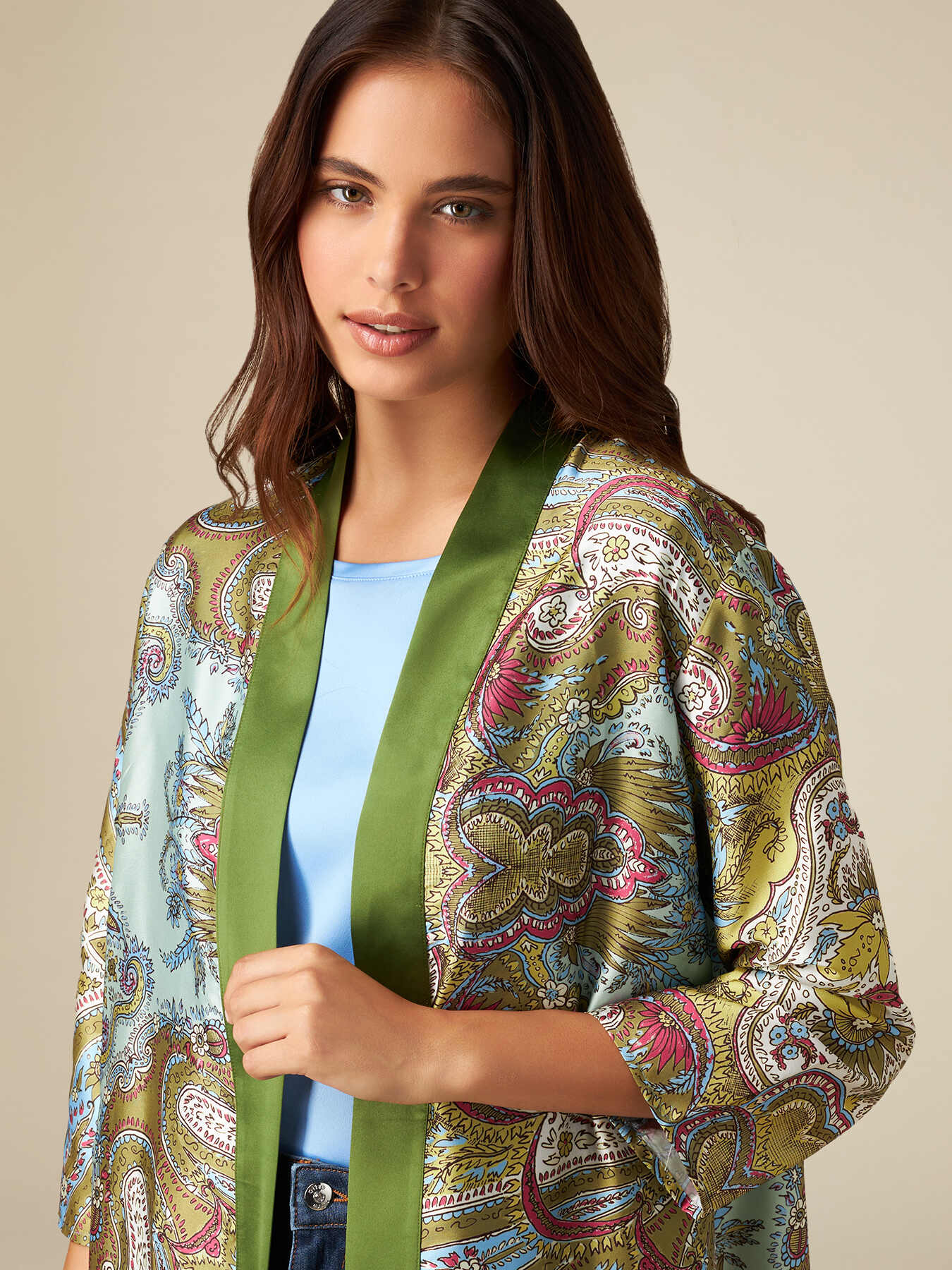 Kimono in twill fantasia image number 2