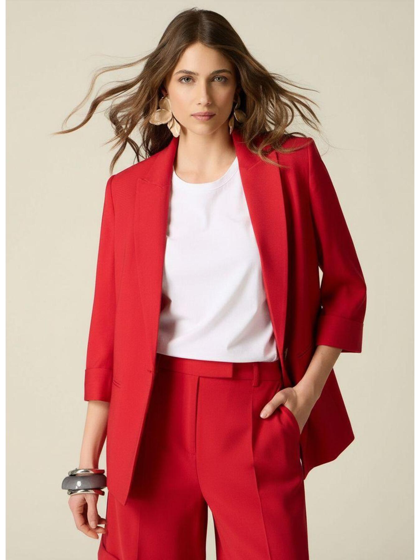 Viscose blend blazer with three-quarter sleeves image number 0