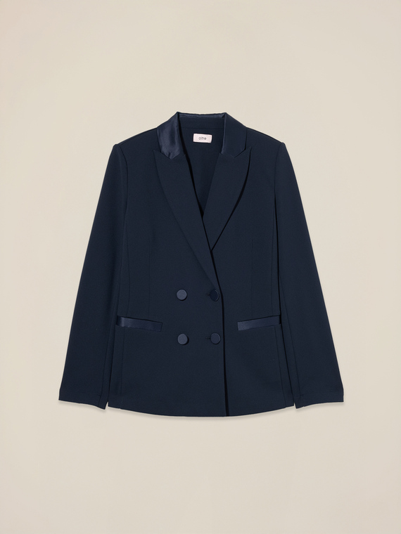 Double-breasted blazer with covered buttons