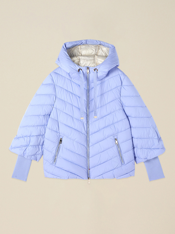 Down jacket with hood and cuffs