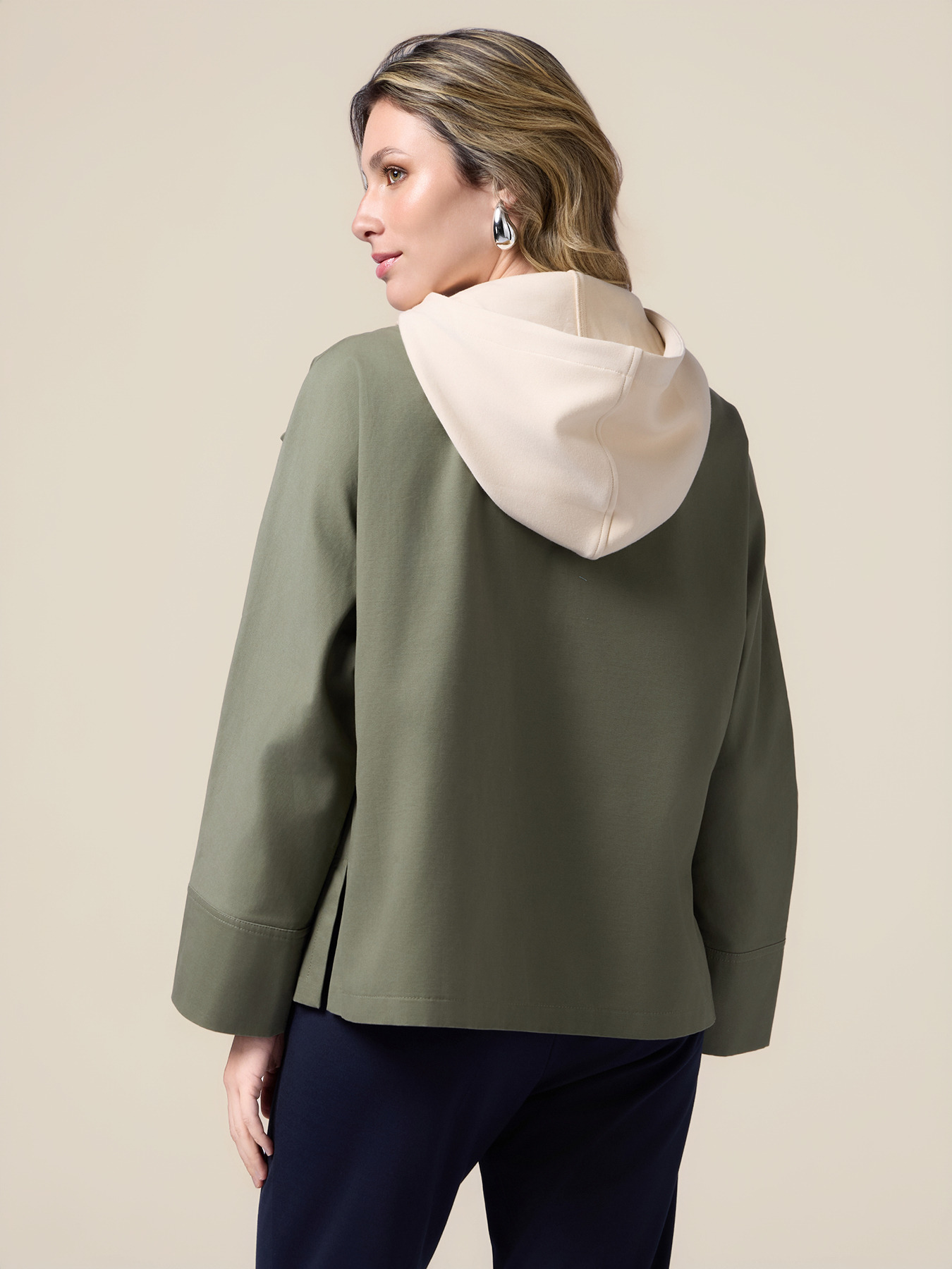 Cotton jacket with sweatshirt parts image number 1