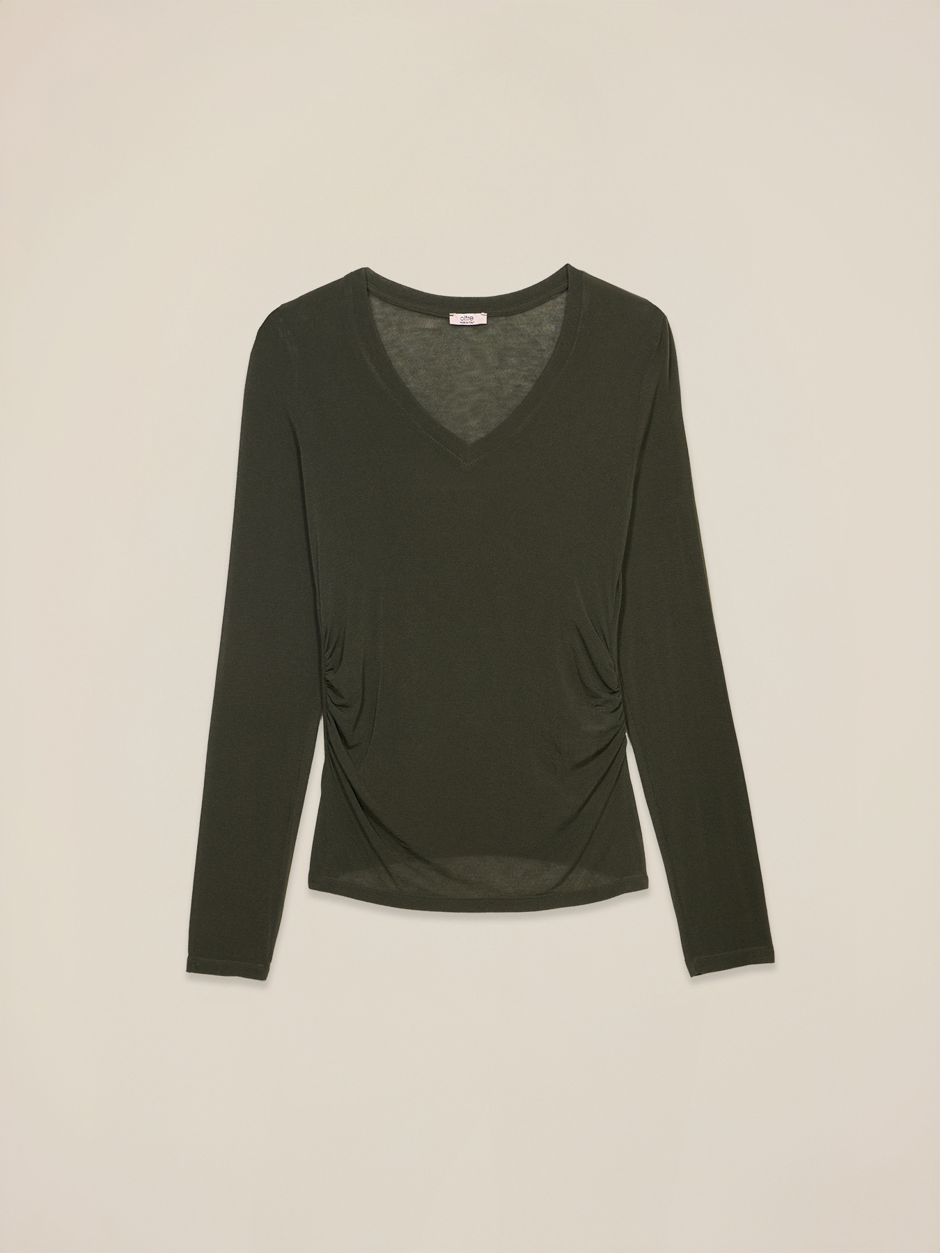 T-shirt scollo a V misto cashmere image number 3
