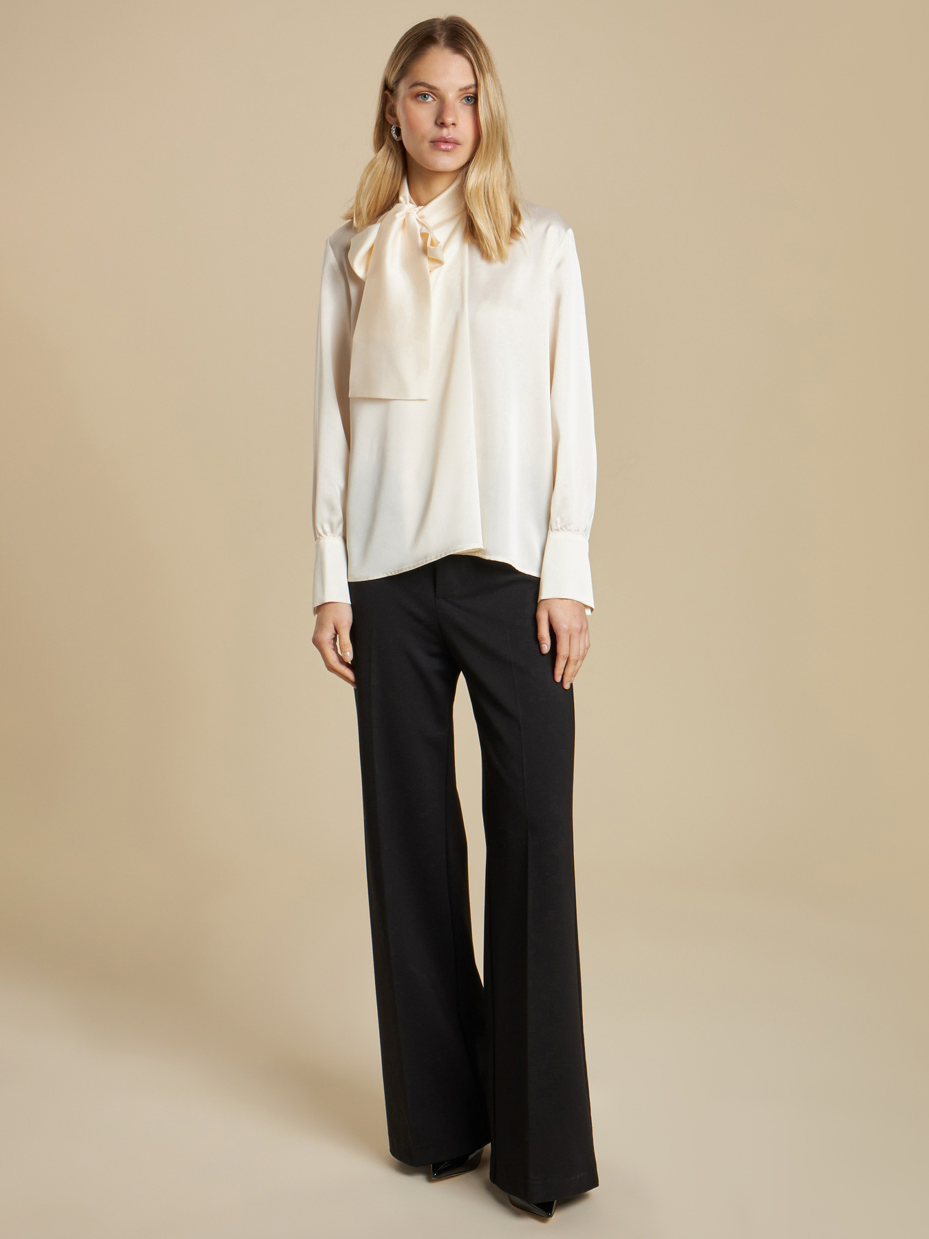 Satin blouse with bow image number 0