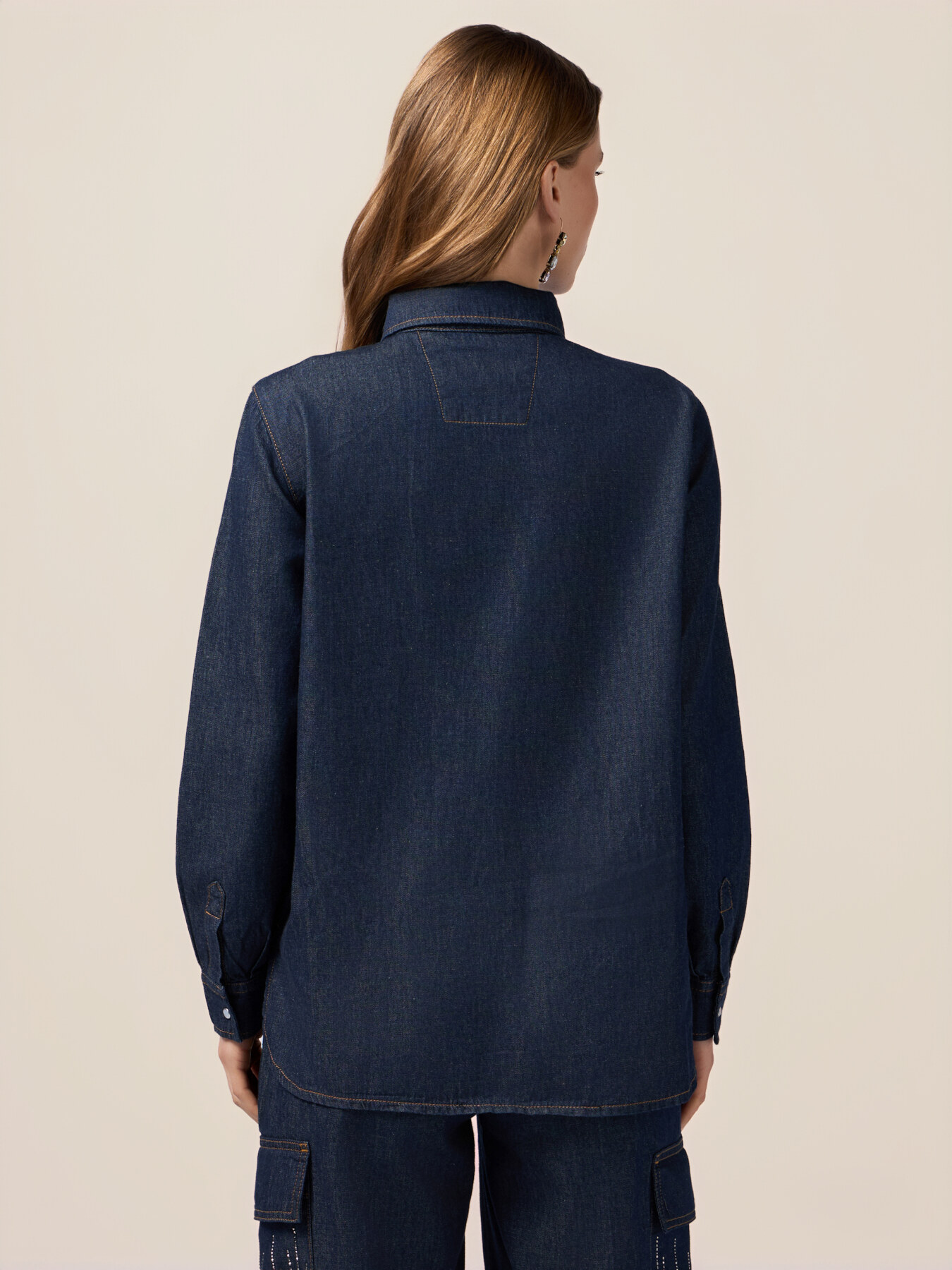 Denim shirt with micro crystals image number 1