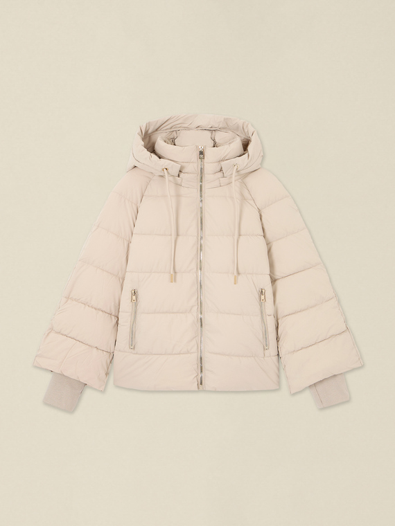 Nylon hooded puffer jacket