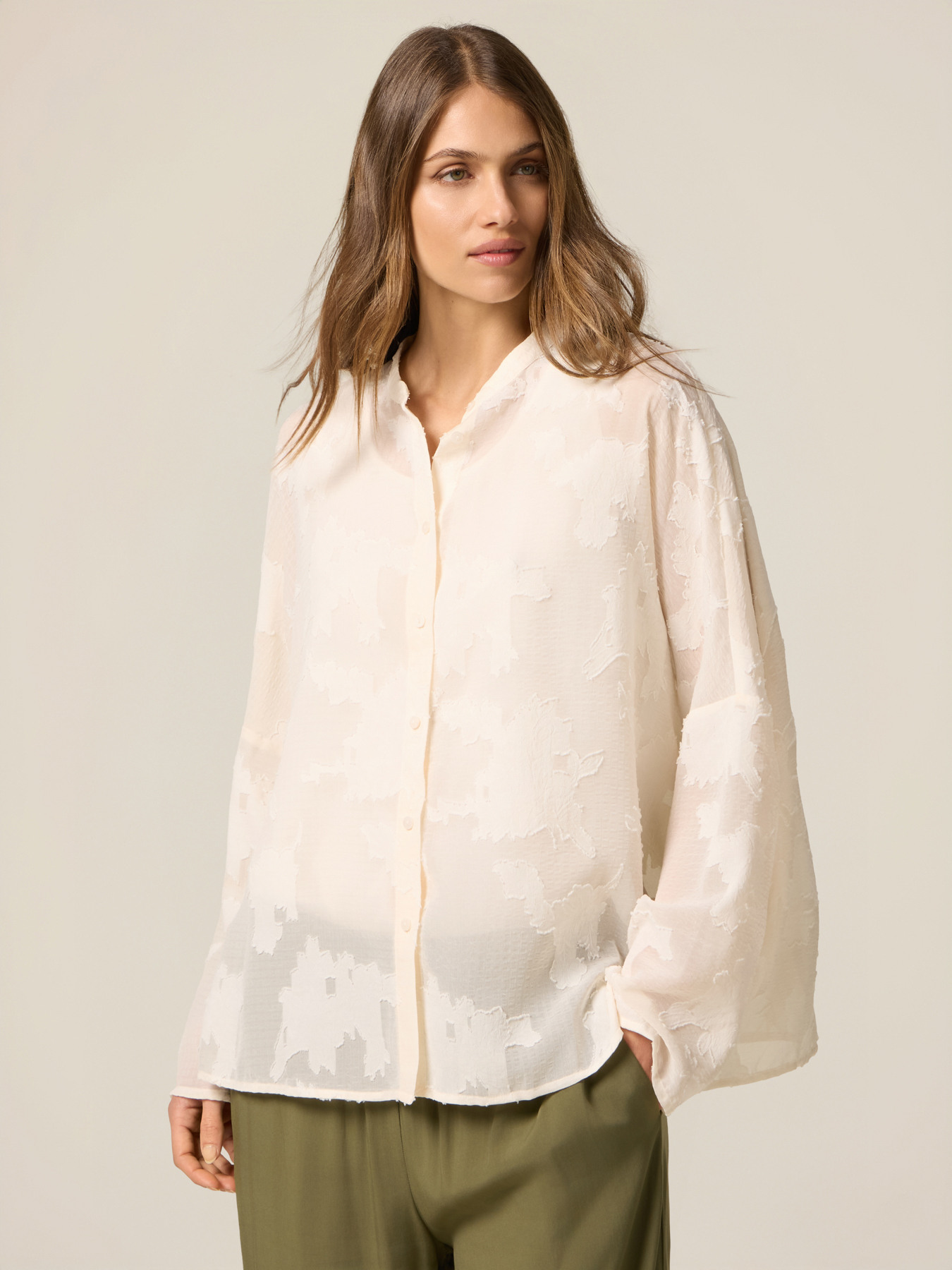 Chemise jacquard avec col mao image number 0