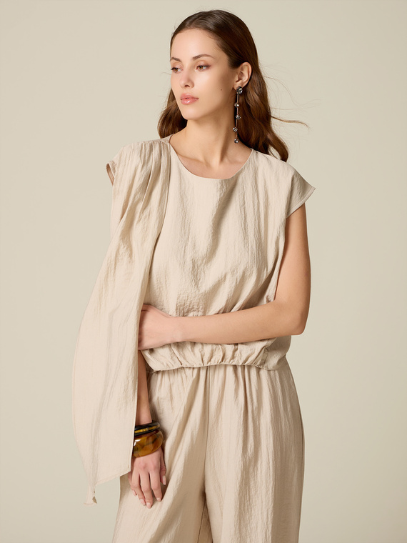 Viscose blend blouse with draping