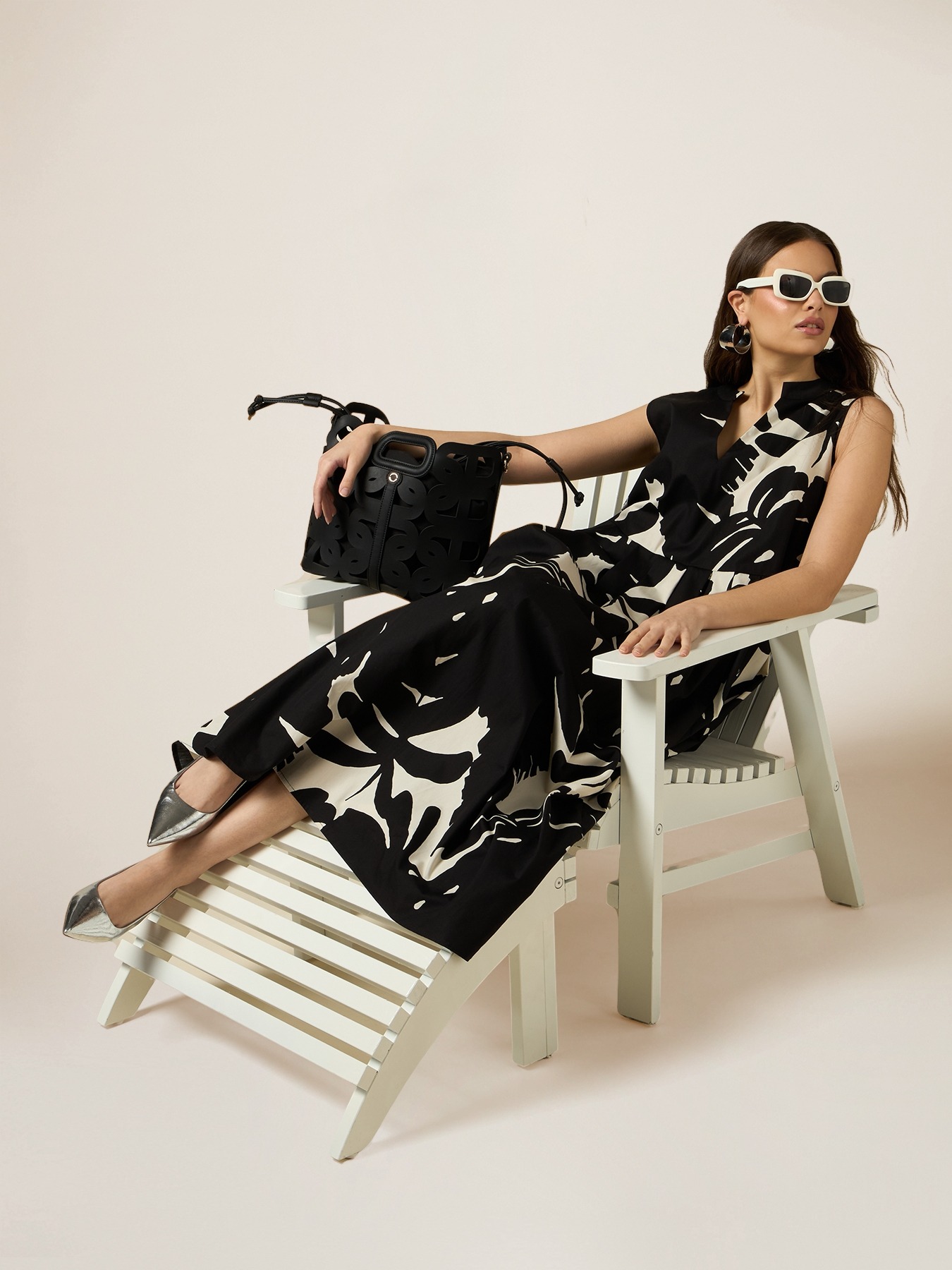 Flare dress in patterned poplin image number 3