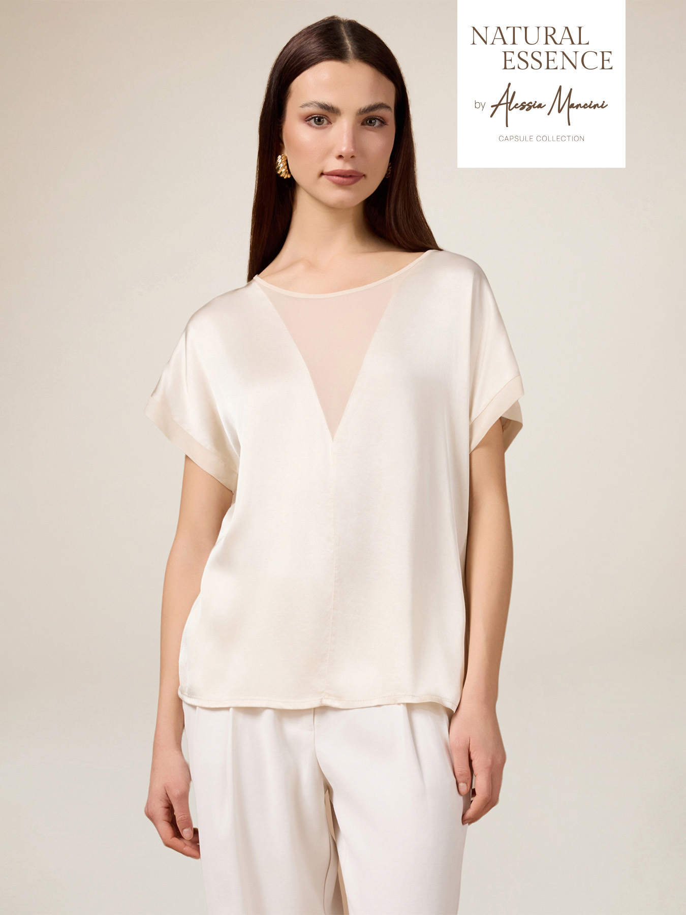 Blouse with see-through insert image number 0