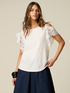T-shirt con maniche in pizzo e cut-out image number 0