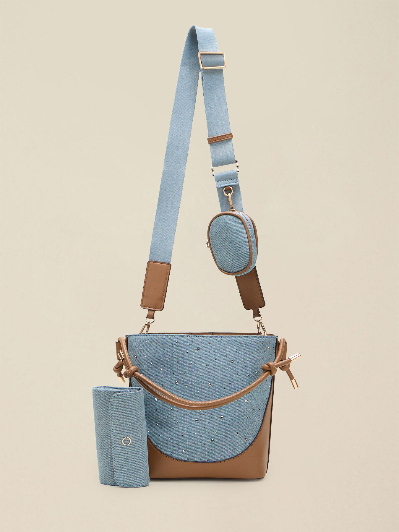 Denim bag with crystals image number 1