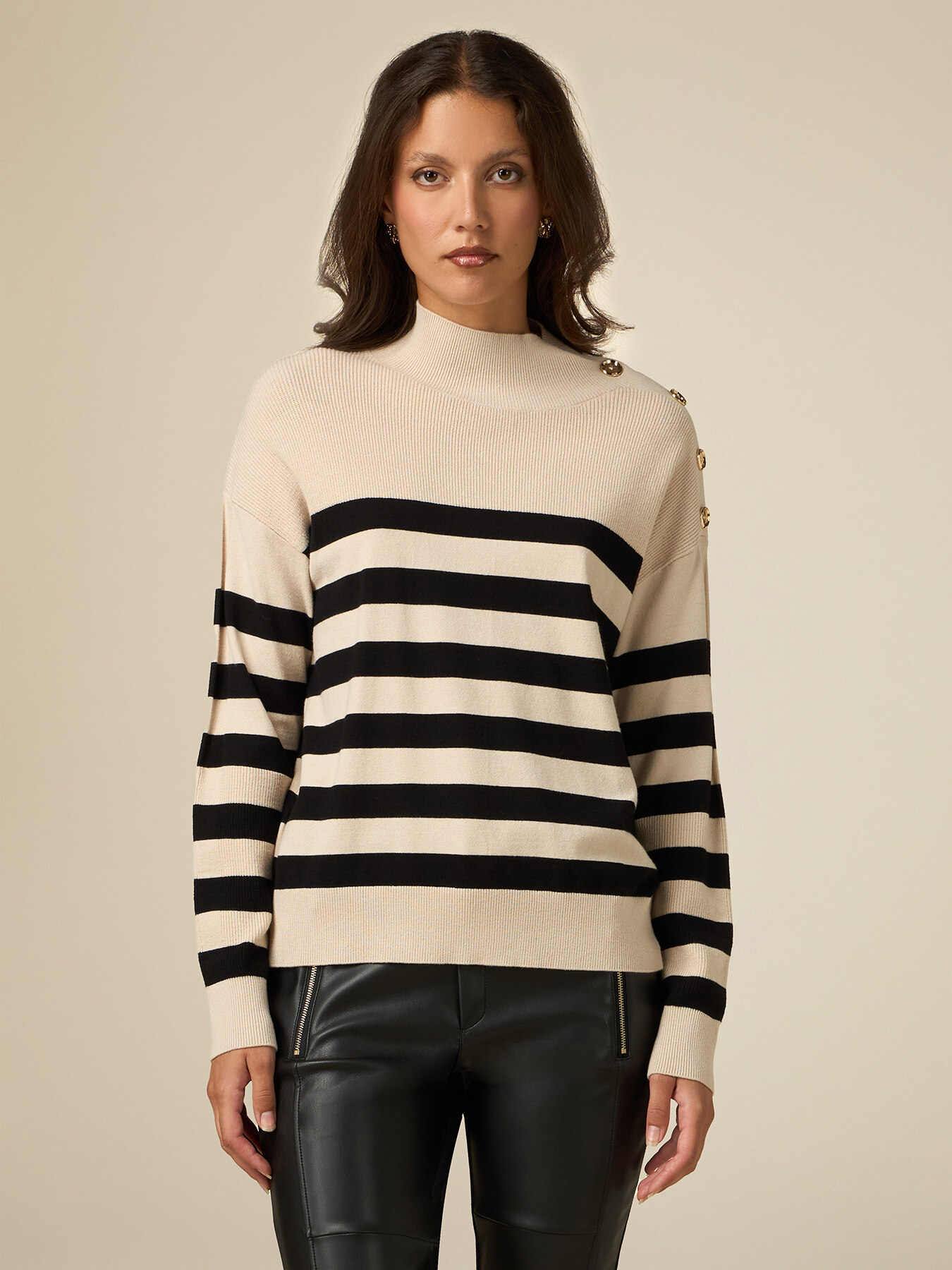 Turtleneck sweater with button detail image number 0
