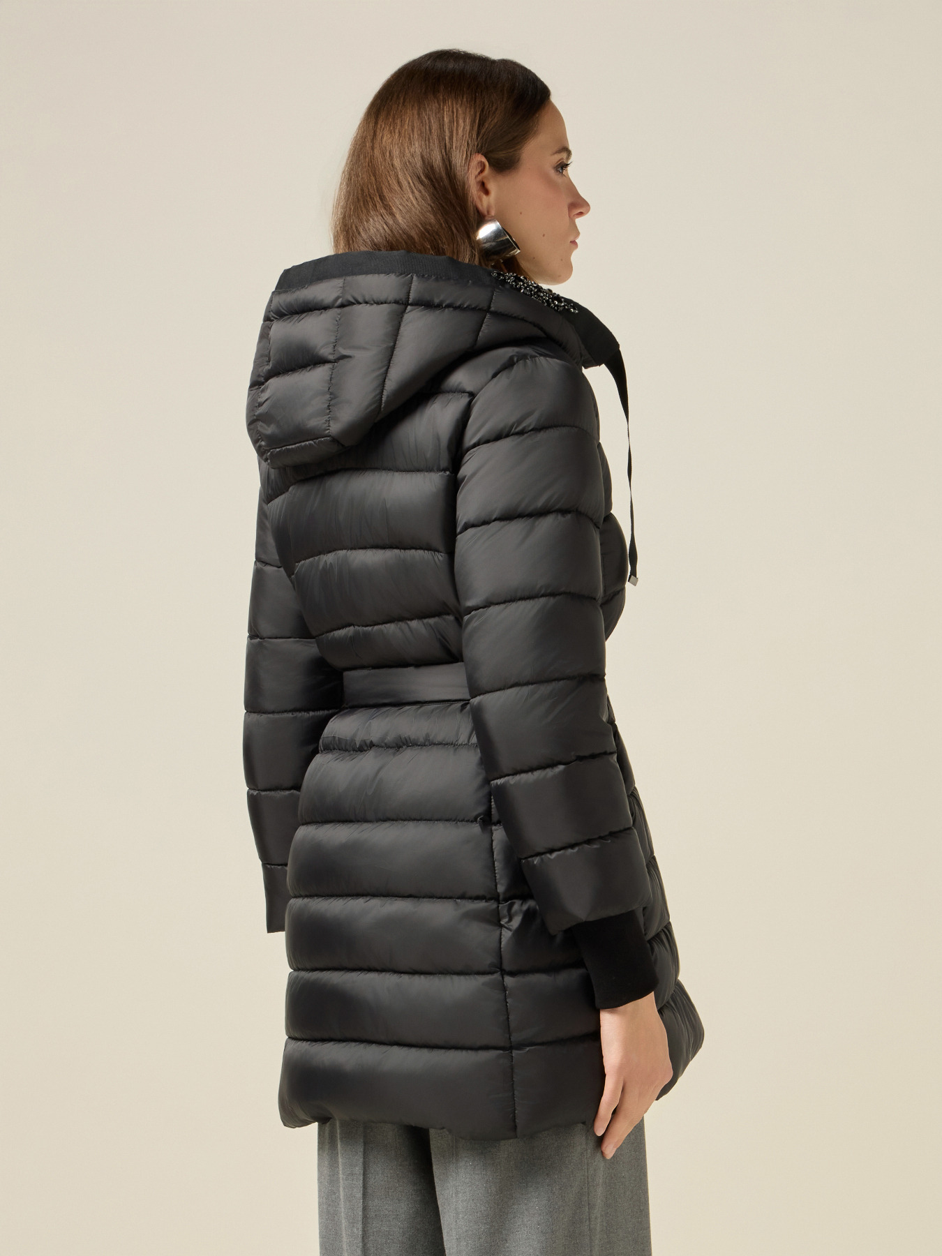 Midi down jacket with jewel trim image number 1