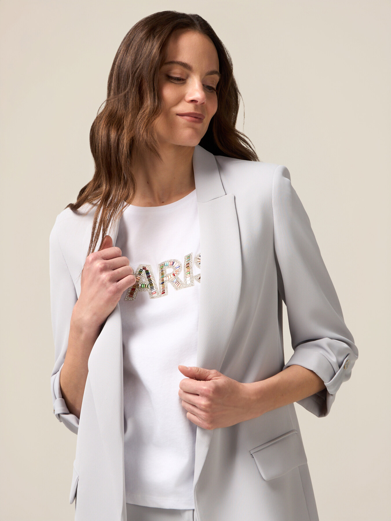 Blazer aperto in tessuto fluido image number 0