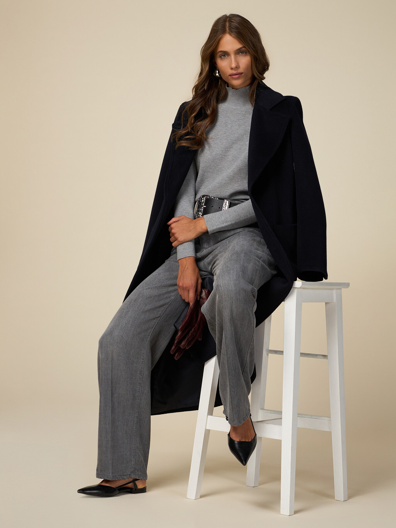 Vaqueros wide leg grises de tencel image number 0