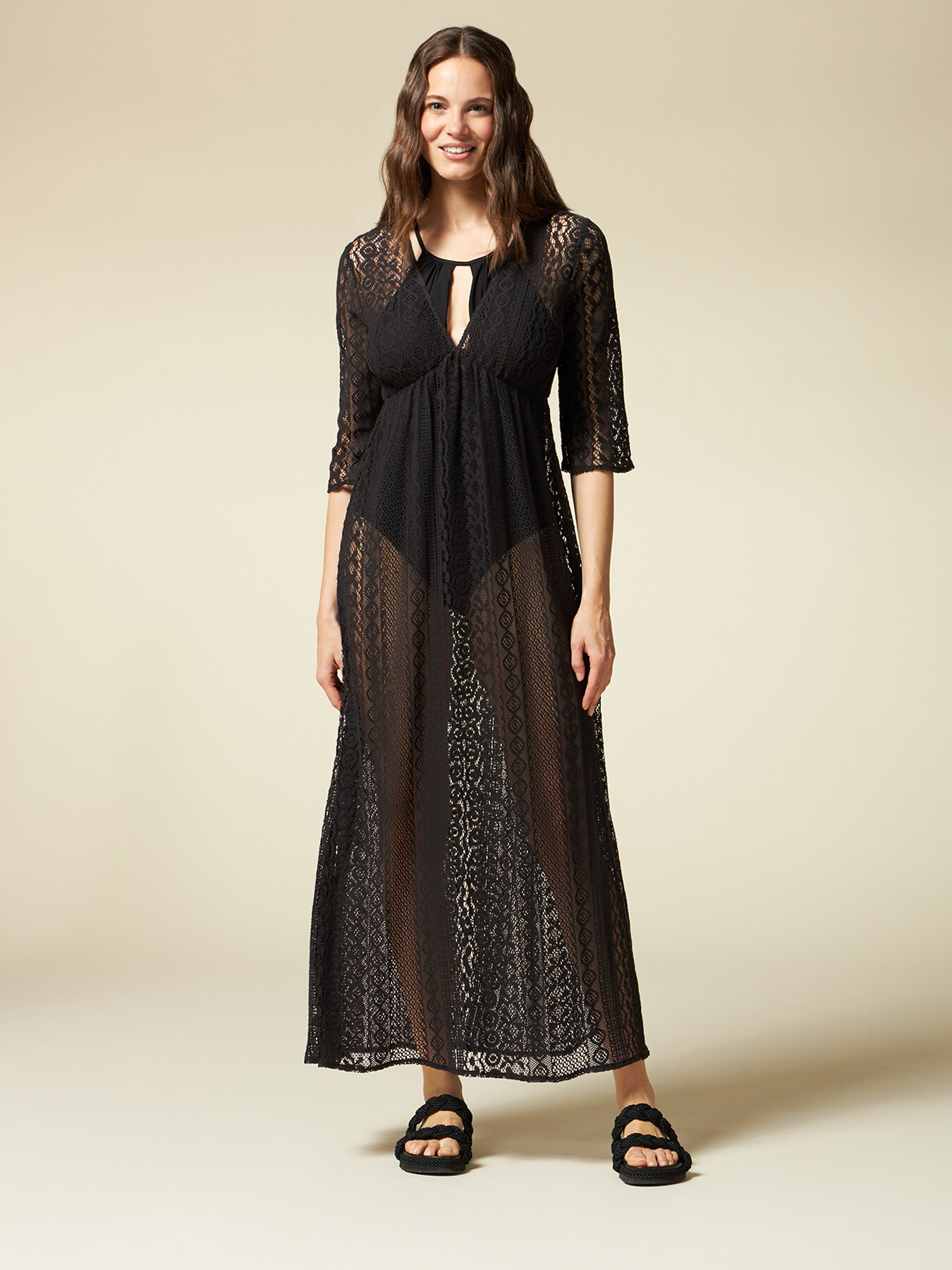 Long see-through lace dress image number 3