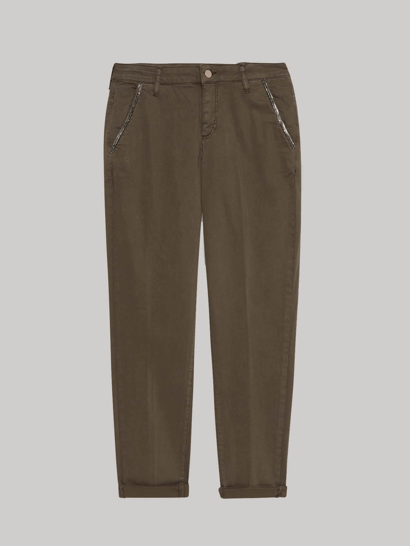 Pantaloni chino Madrid con strass e catenelle image number 3