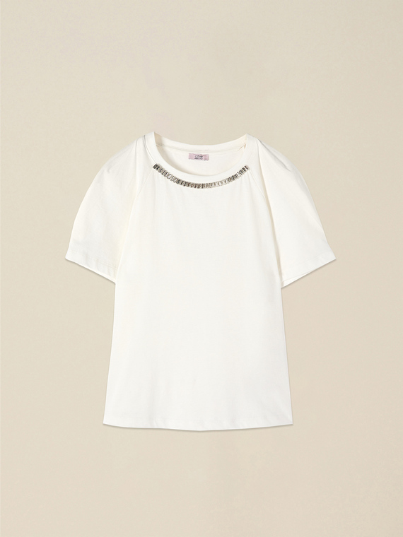 T-Shirt aus Baumwolle mit Ziersteinen