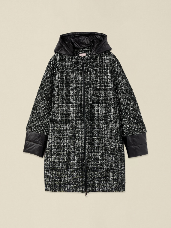 Tweed parka with quilted details