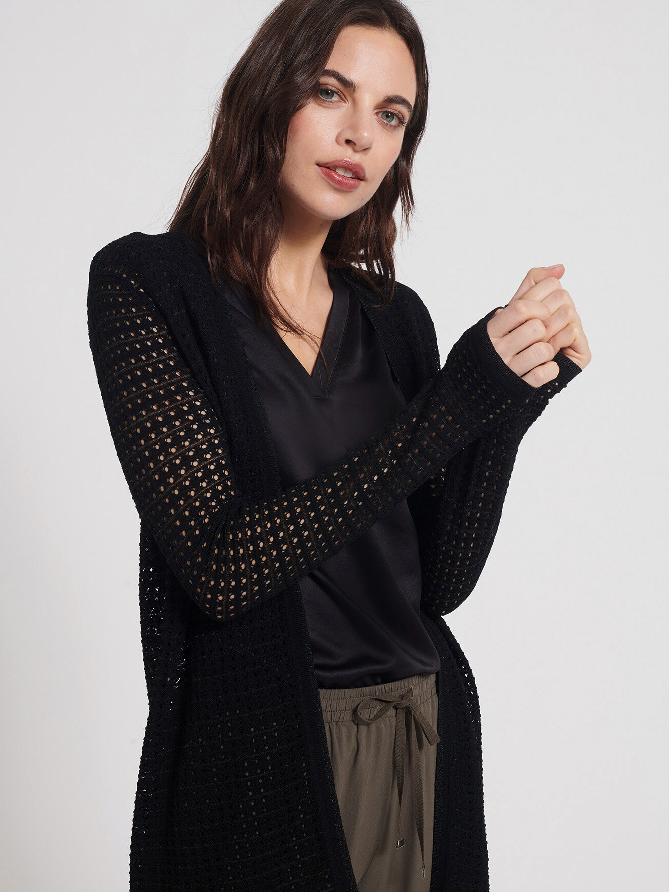 Cardigan mit Lochmuster image number 3