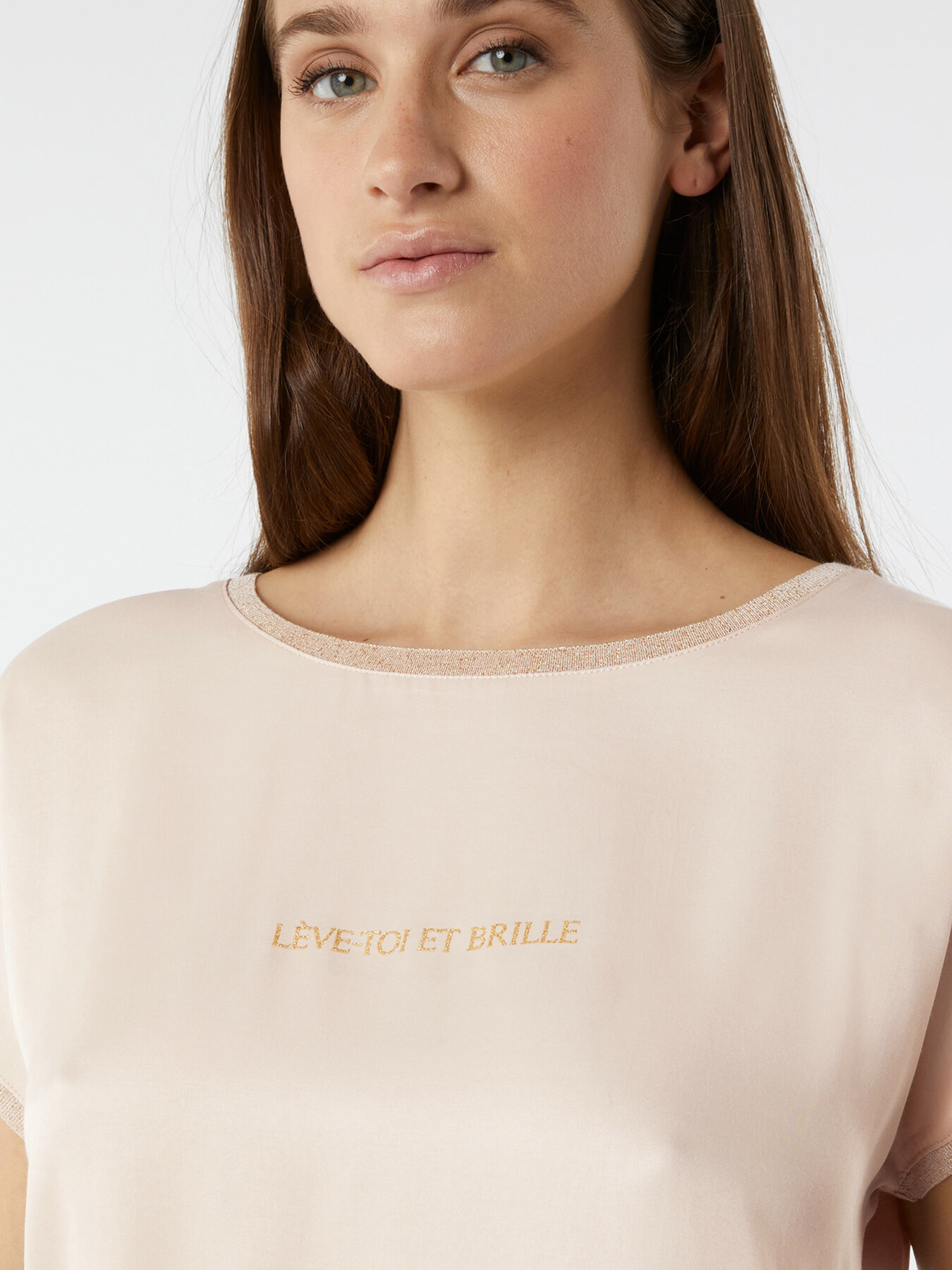Dual-fabric T-shirt with lettering image number 2